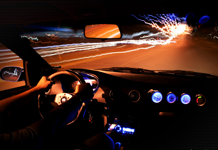 Car driving at night